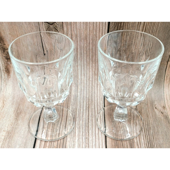 Arcoroc France Crystal Cut Water Goblets Set of 2 Clear Glass 6" Vintage Elegant - Picture 6 of 12